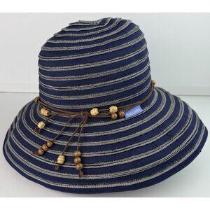 Wallaroo Hat Company Breton Women's Sun‎ Hat Blue Lightweight Roll Up EUC Clean